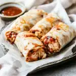 CRISPY BBQ CHICKEN WRAPS centered hero view, clean and uncluttered