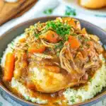 CROCKPOT CHICKEN POT ROAST centered hero view, clean and uncluttered