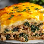 HIGH PROTEIN GROUND TURKEY CASSEROLE centered hero view, clean and uncluttered