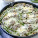 KETO GROUND BEEF SKILLET EASTER DINNER centered hero view, clean and uncluttered