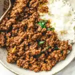 KOREAN GROUND BEEF BOWL EASY 20 MINUTE centered hero view, clean and uncluttered