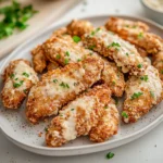 LOW CARB PARMESAN CHICKEN TENDERS AIR FRYER centered hero view, clean and uncluttered