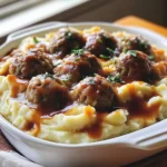 MEATBALL AND MASHED POTATO BAKE centered hero view, clean and uncluttered