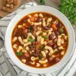 OLIVE GARDEN PASTA E FAGIOLI SOUP centered hero view, clean and uncluttered