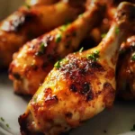OVEN BAKED CHICKEN DRUMSTICKS centered hero view, clean and uncluttered