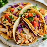 ROTISSERIE CHICKEN TACOS SPRING recipe, served and ready to eat, easy homemade dinner