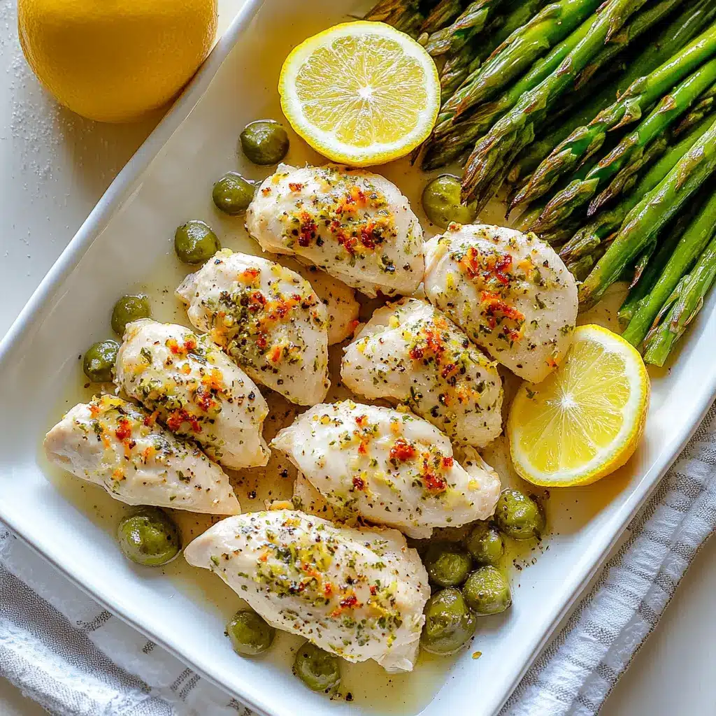 Sheet Pan Chicken Asparagus Lemon Easy Weeknight Dinner 6 Sheet pan chicken asparagus lemon centered hero view, clean and uncluttered