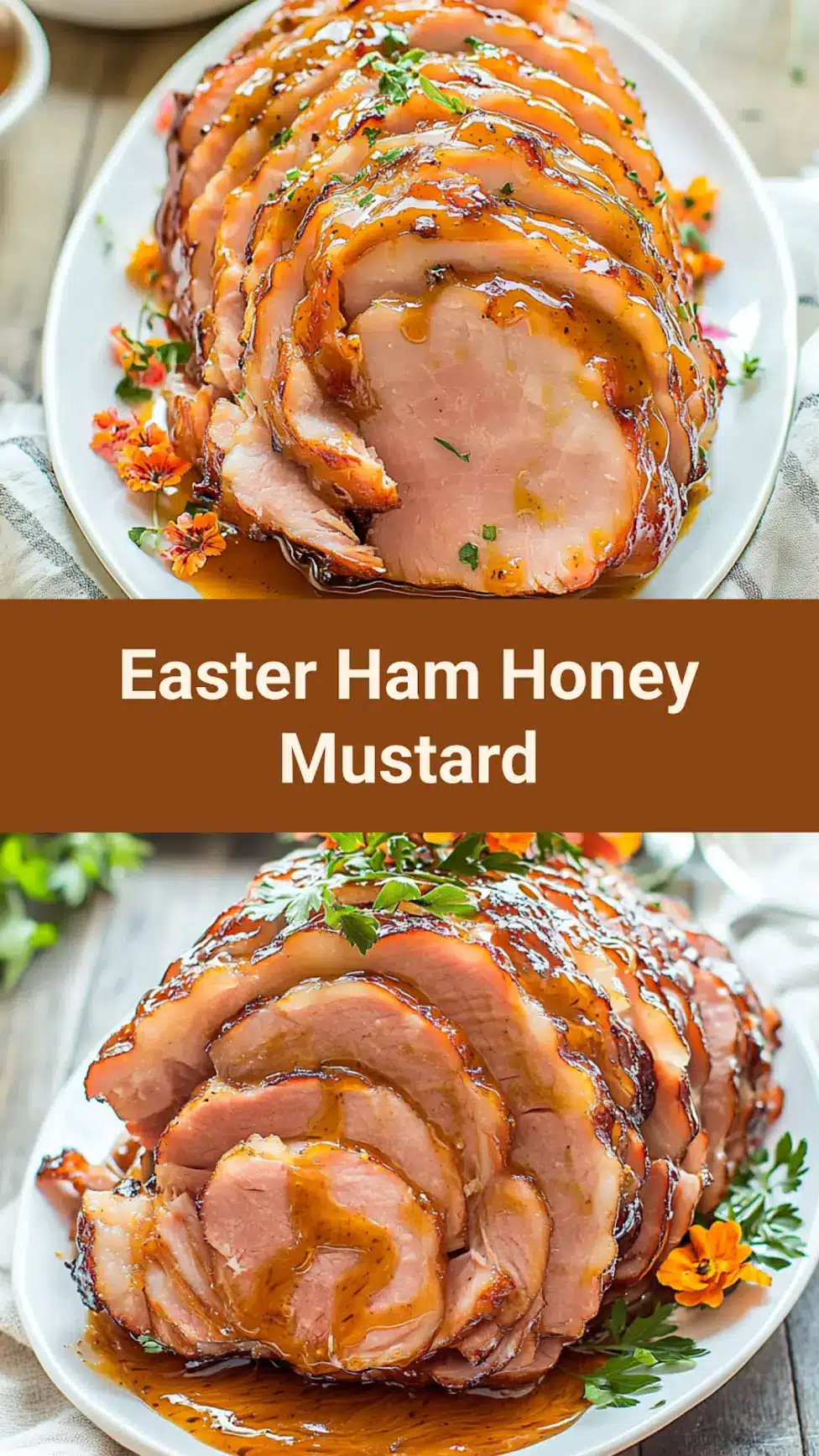 Slow Cooker Easter Ham with Honey Mustard glaze, centered hero view, clean and uncluttered