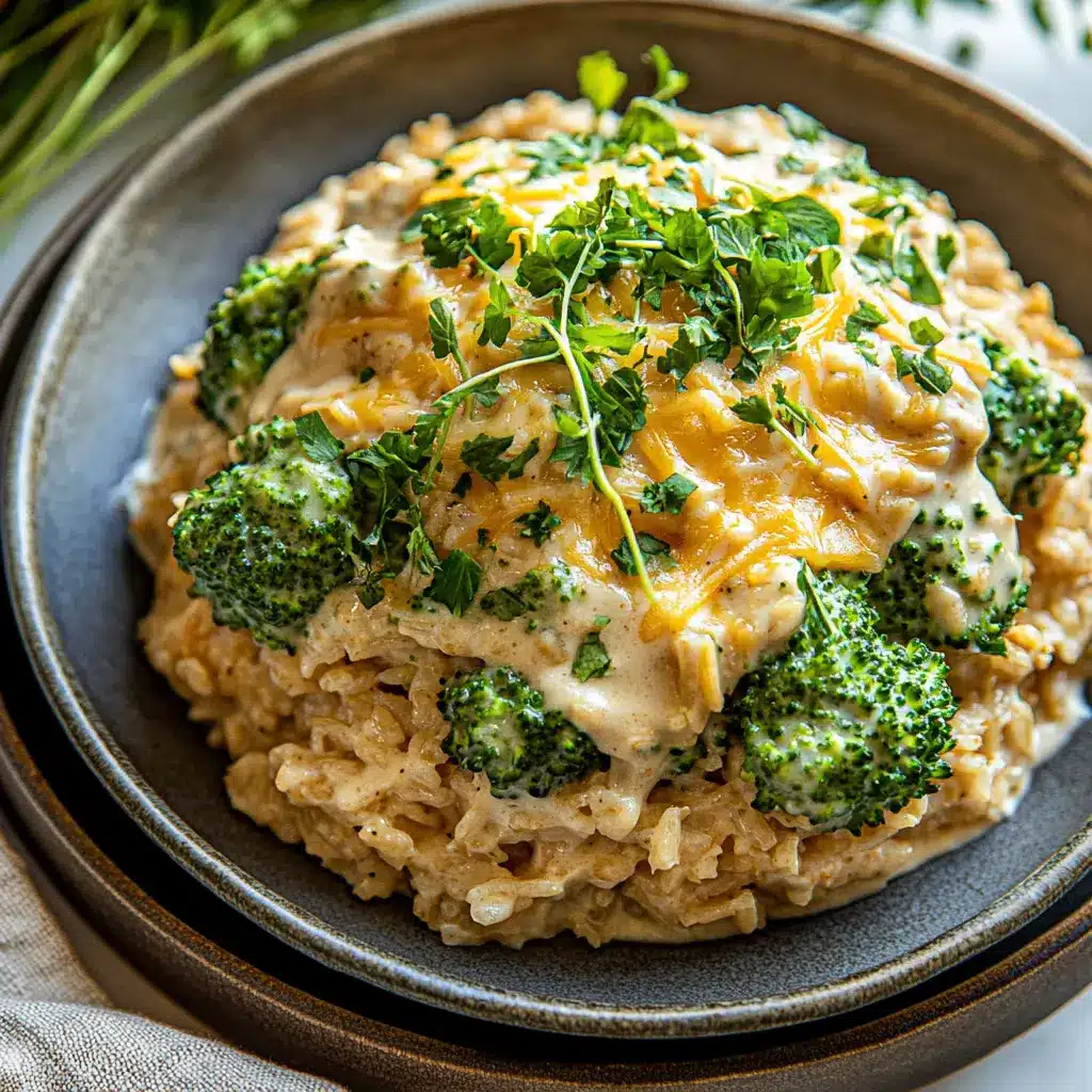 Souper Creamy Broccoli Cheddar Chicken Rice Easy Weeknight Meal 6 SOUPER CREAMY BROCCOLI CHEDDAR CHICKEN RICE centered hero view, clean and uncluttered