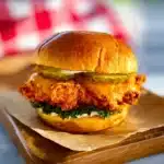 Air Fryer Chick-fil-A Chicken Sandwich recipe, served and ready to eat, easy homemade dinner