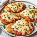 Air Fryer Chicken Parmesan recipe, served and ready to eat, easy homemade dinner