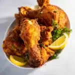 Air Fryer Fried Chicken recipe, served and ready to eat, easy homemade dinner