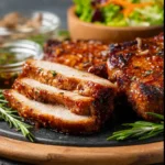 Air Fryer Honey Garlic Pork Chops recipe, served and ready to eat, easy homemade dinner