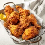 Air Fryer KFC Style Fried Chicken recipe, served and ready to eat, easy homemade dish