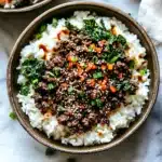 BEEF BULGOGI RICE BOWLS recipe, served and ready to eat, easy homemade dinner