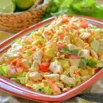 CHOPPED THAI CHICKEN SALAD PEANUT LIME recipe, served and ready to eat, easy homemade dinner