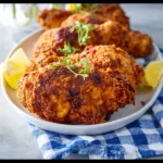 Crispy Air Fryer Buttermilk Fried Chicken recipe, served and ready to eat, easy homemade dish