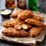 Crispy Copycat KFC Chicken Tenders recipe, served and ready to eat, easy homemade dish
