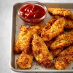 Crispy Panko Air Fryer Chicken Tenders recipe, served and ready to eat, easy homemade dish