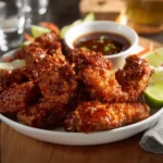 Hot Honey Wings recipe, served and ready to eat, easy homemade dish