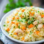 INSTANT POT CHICKEN AND RICE recipe, served and ready to eat, easy homemade dinner