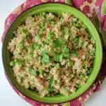 INSTANT POT MATAR PULAO PEA PULAO recipe, served and ready to eat, easy homemade dinner