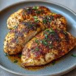 Juicy Air Fryer Chicken Breast recipe, served and ready to eat, easy homemade dinner