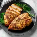 Juicy Air Fryer Chicken Breast High Protein recipe, served and ready to eat, easy homemade dinner
