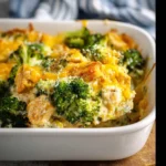 Keto Chicken Casserole Broccoli Cheese recipe, served and ready to eat, easy homemade dinner