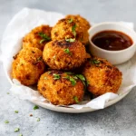 Leftover Chicken Air Fryer Croquettes recipe, served and ready to eat, easy homemade dinner