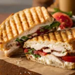 Panera Frontega Chicken Panini recipe, served and ready to eat, easy homemade dish