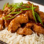 PF Changs Mongolian Chicken recipe, served and ready to eat, easy homemade dinner