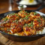 Texas Roadhouse Butter Chicken Skillet recipe, served and ready to eat, easy homemade dinner