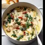 Zuppa Toscana Soup recipe, served and ready to eat, easy homemade dinner