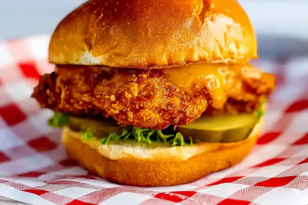 Air Fryer Chick-fil-A Chicken Sandwich recipe, served and ready to eat, easy homemade dinner