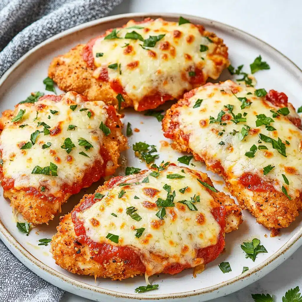 Air Fryer Chicken Parmesan recipe, served and ready to eat, easy homemade dinner