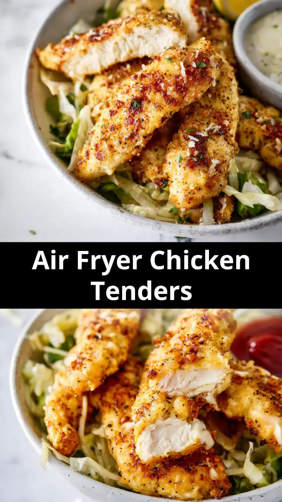 Air Fryer Chicken Tenders Recipe Made Crispy and Irresistible 7 Air Fryer Chicken Tenders recipe, served and ready to eat, easy homemade dinner