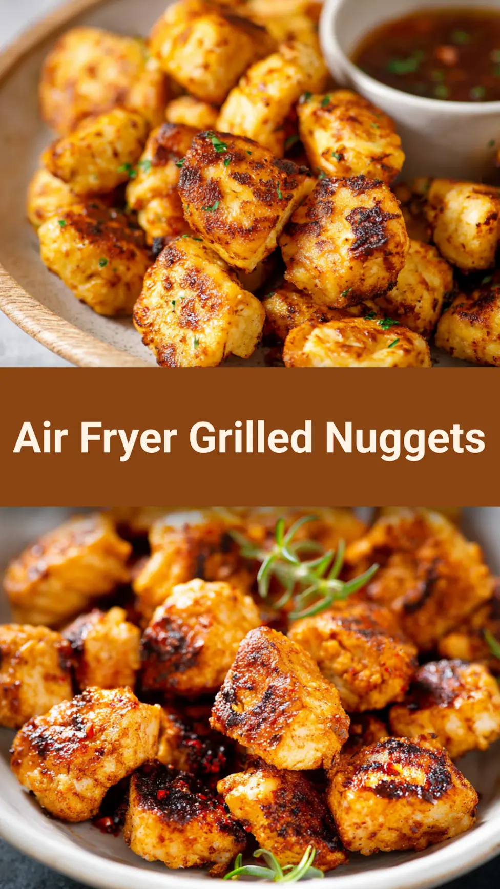Air Fryer Grilled Nuggets recipe, served and ready to eat, easy homemade dish_pin