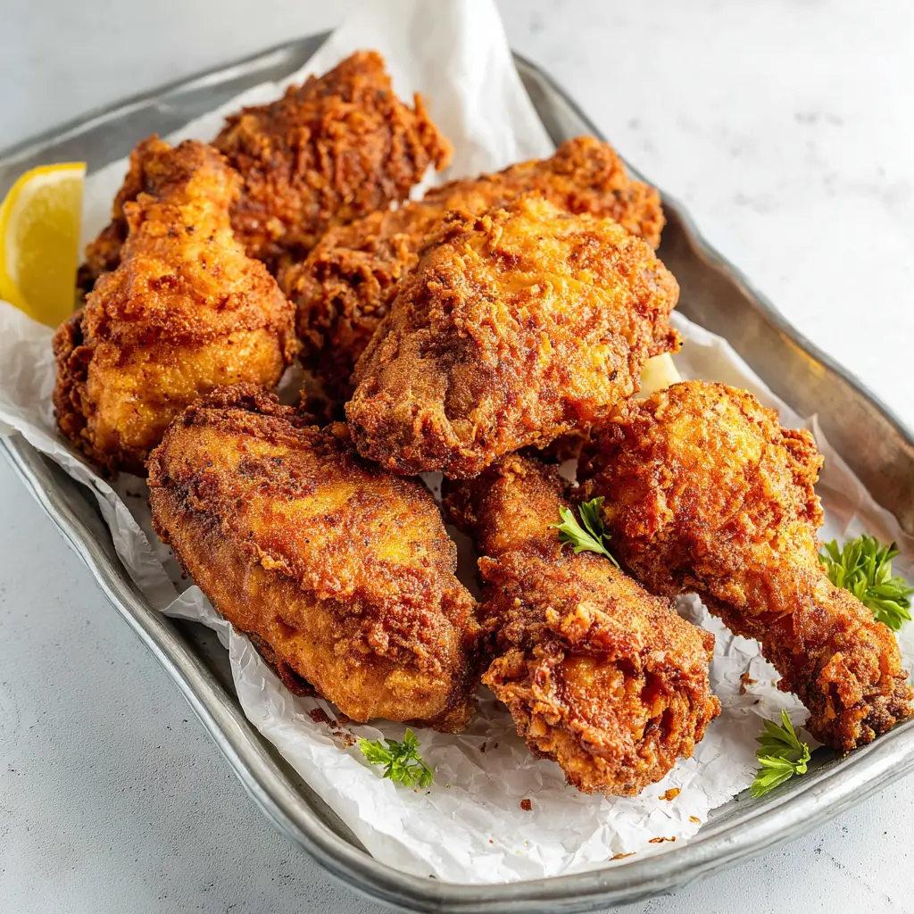 Air Fryer KFC Style Fried Chicken recipe, served and ready to eat, easy homemade dish