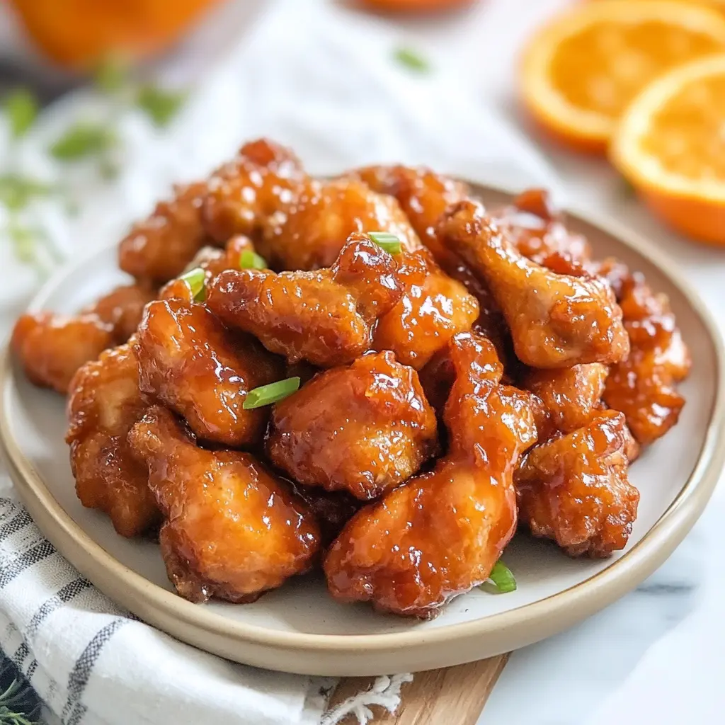 AIR FRYER ORANGE CHICKEN recipe, served and ready to eat, easy homemade dinner