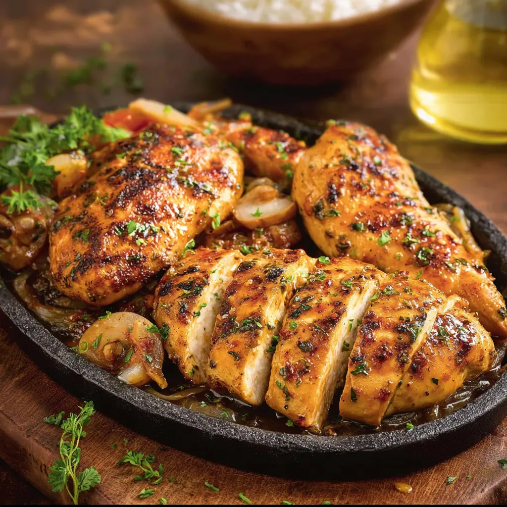 Applebee Bourbon Street Chicken recipe, served and ready to eat, easy homemade dish