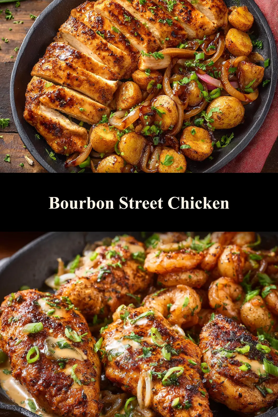 Applebee Bourbon Street Chicken recipe, served and ready to eat, easy homemade dish