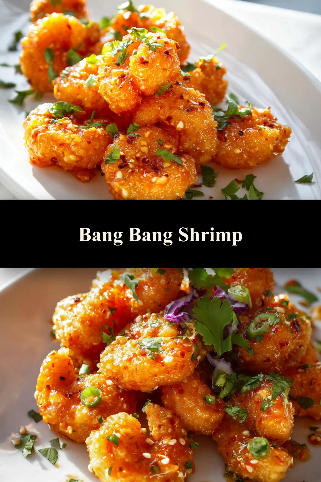 Bang Bang Shrimp recipe, served and ready to eat, easy homemade dish