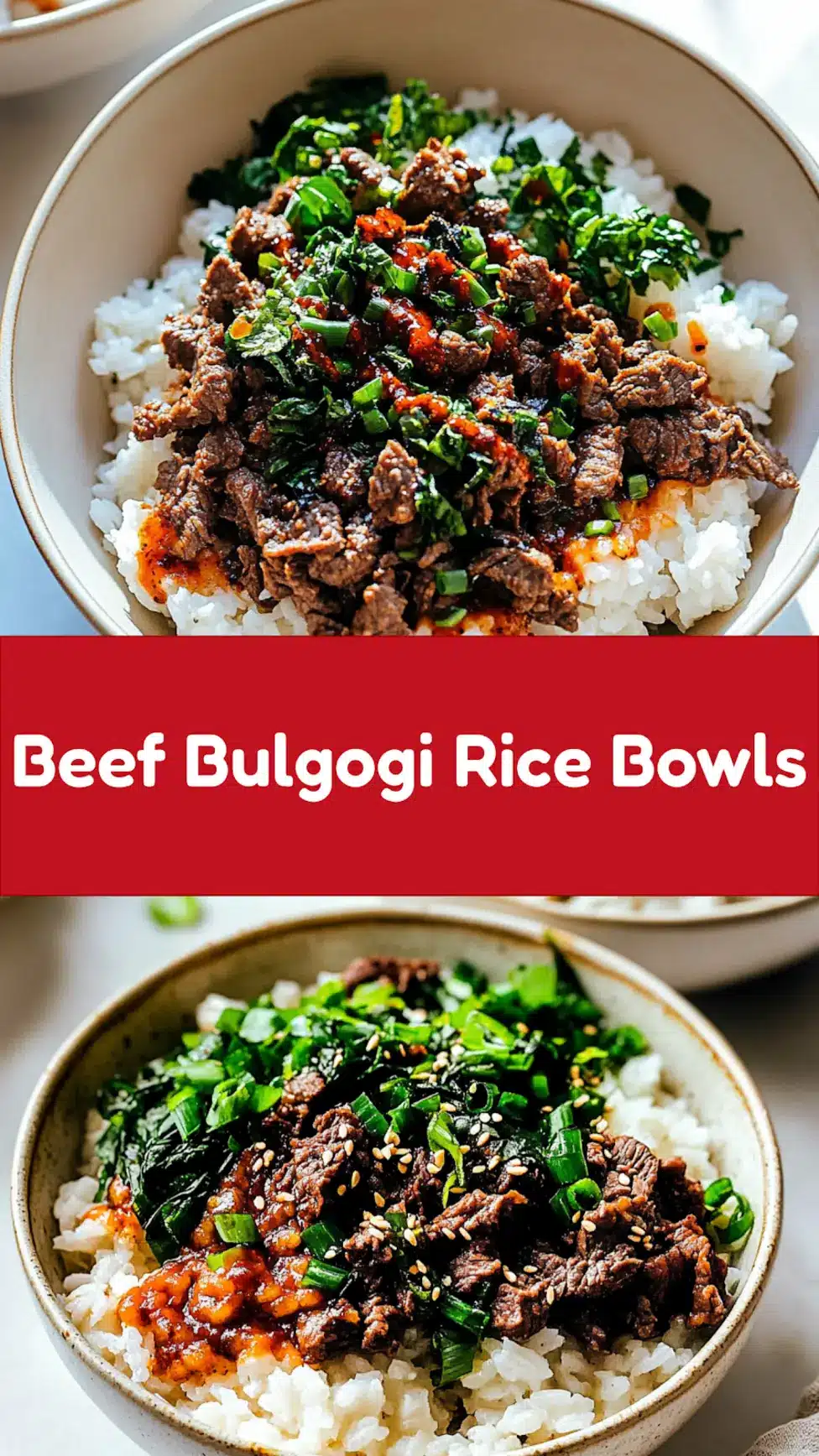 Korean Beef Bulgogi Rice Bowls Vibrant Easy Weeknight Meal 7 BEEF BULGOGI RICE BOWLS recipe, served and ready to eat, easy homemade dinner