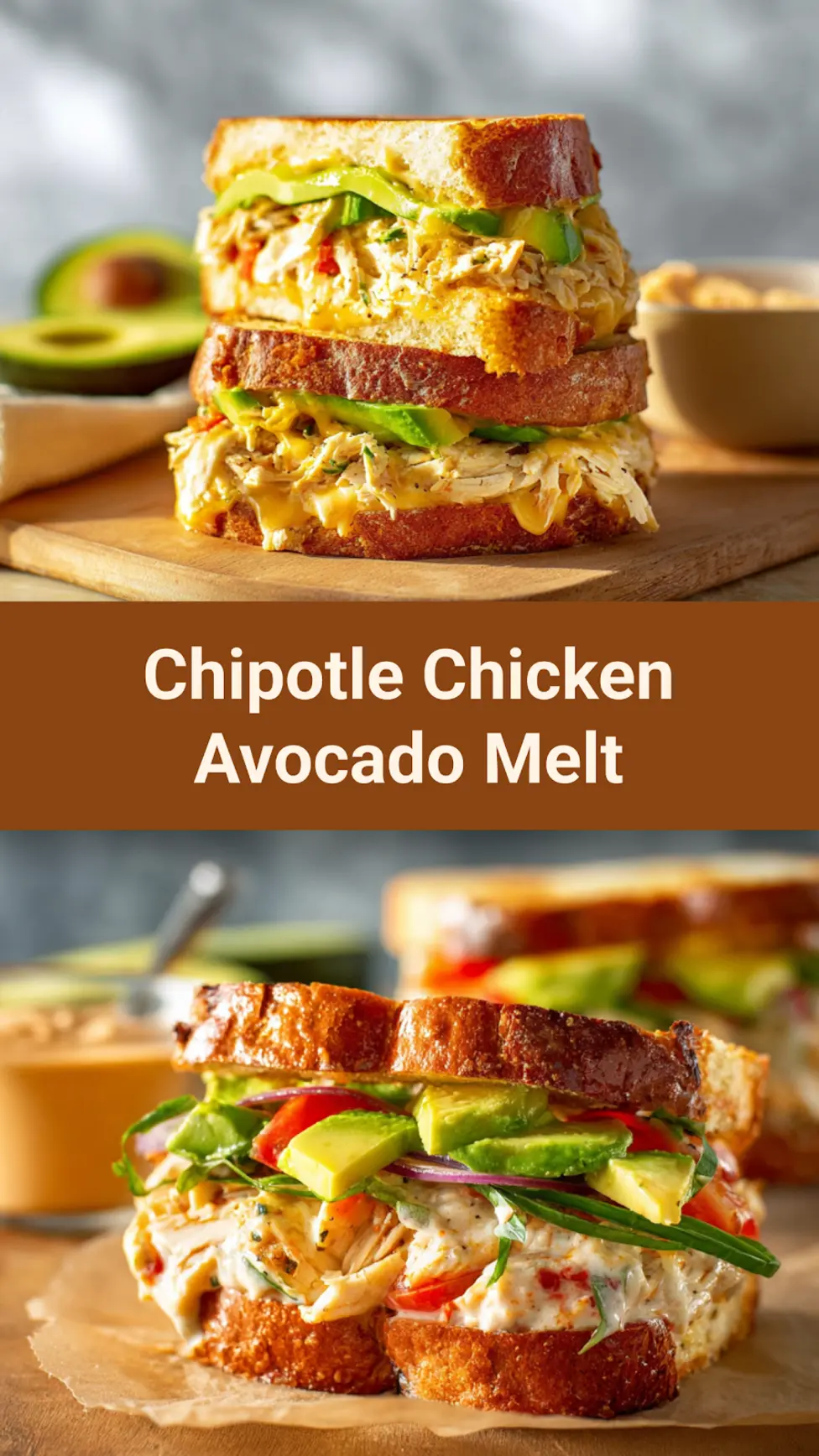 Chipotle Chicken Avocado Melt recipe, served and ready to eat, easy homemade dish