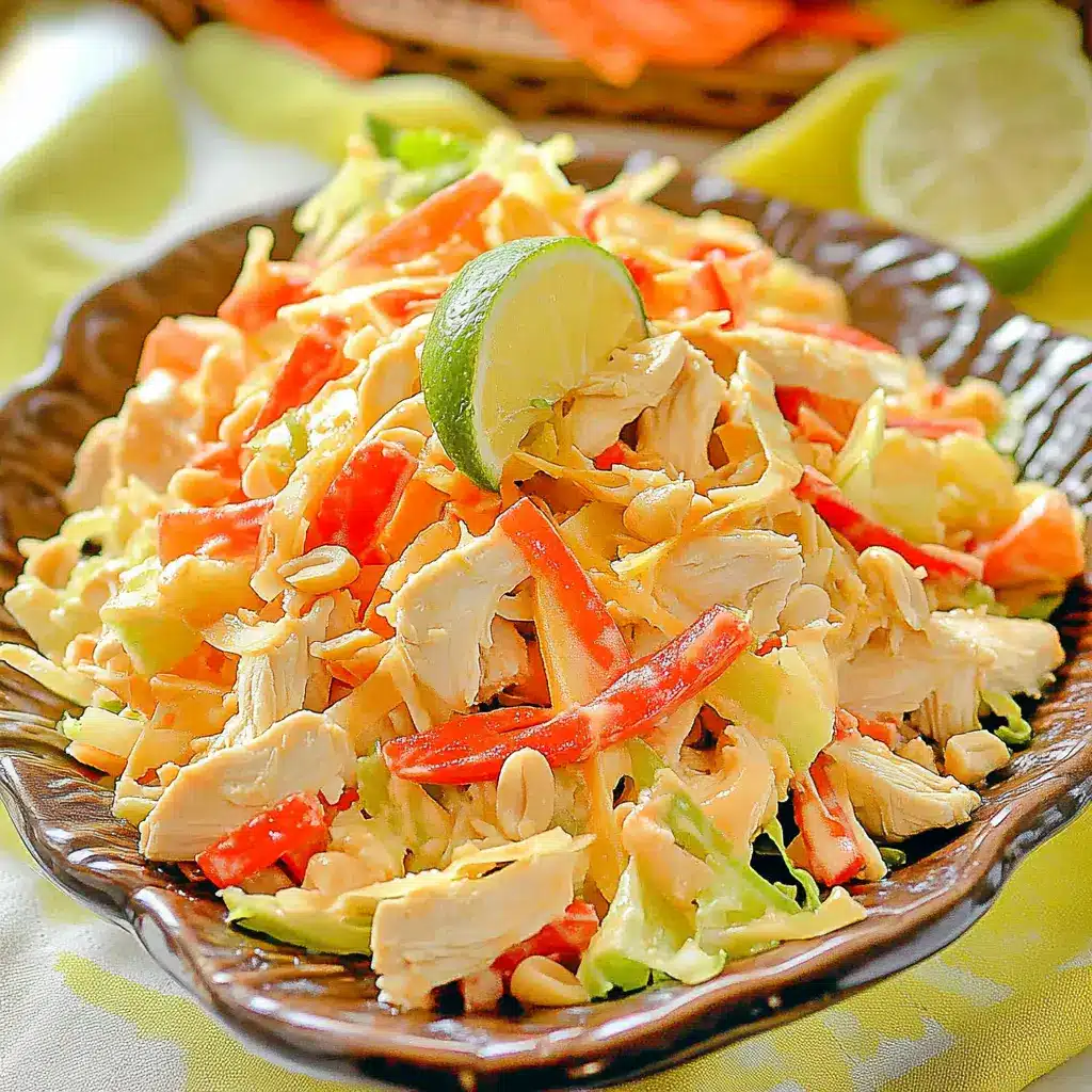 Chopped Thai Chicken Salad Peanut Lime Vibrant Fresh 6 Chopped Thai chicken salad with peanut lime dressing served in a bowl, ready to eat