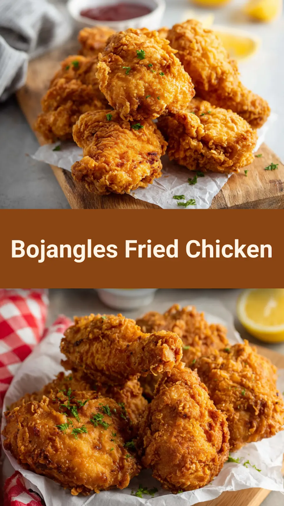 Copycat Bojangles Fried Chicken recipe, served and ready to eat, easy homemade dish