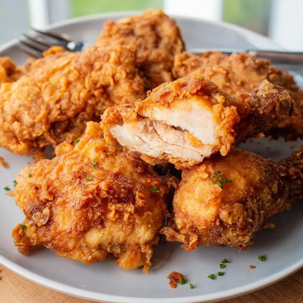 Copycat KFC Air Fryer Fried Chicken recipe, served and ready to eat, easy homemade dish