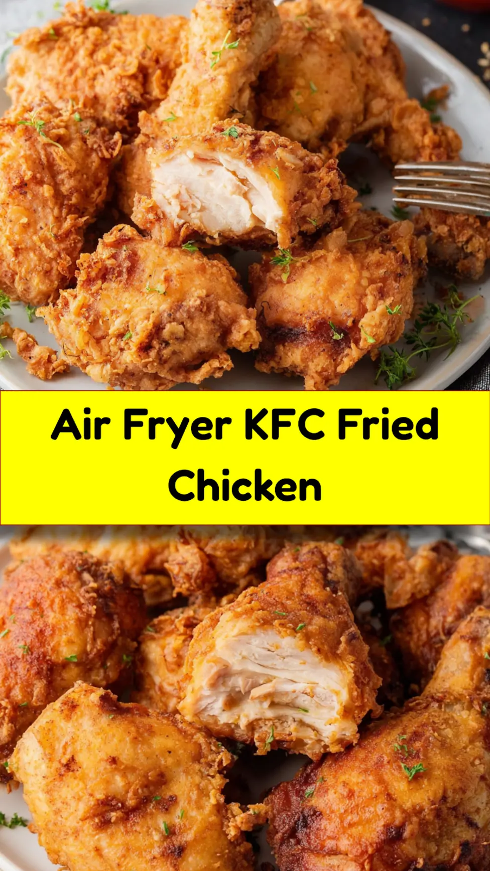 Copycat KFC Air Fryer Fried Chicken recipe, served and ready to eat, easy homemade dish