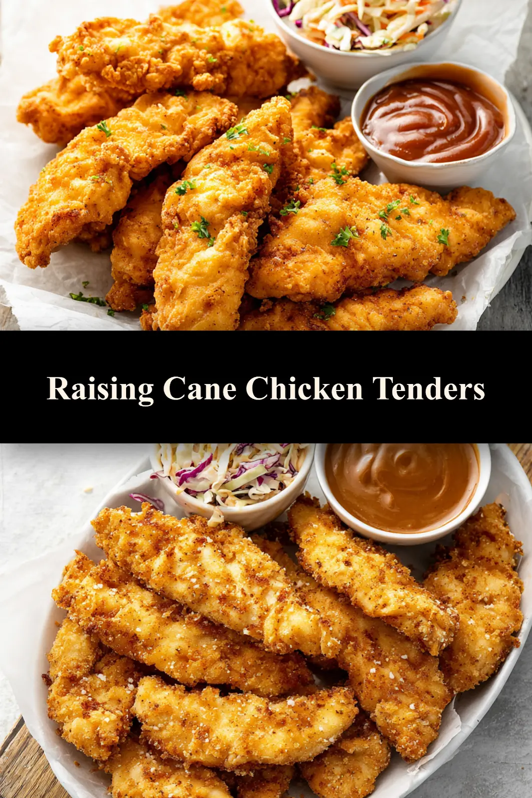 Copycat Raising Cane Chicken Tenders recipe, served and ready to eat, easy homemade dish